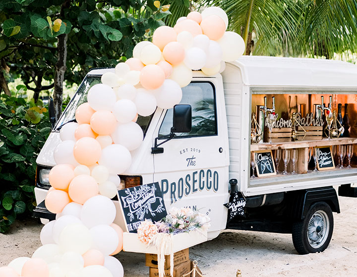 Prosecco truck for wedding at Kimpton Seafire resort and Spa